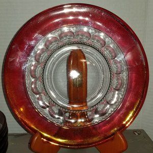 Vintage Tiffin Glass King's Crown Ruby Flash Luncheon Plates